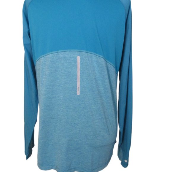 L L Bean Aqua Blue Thumb Hole Long Sleeve Reflective Accents Windbreaker Size L - Picture 6 of 14